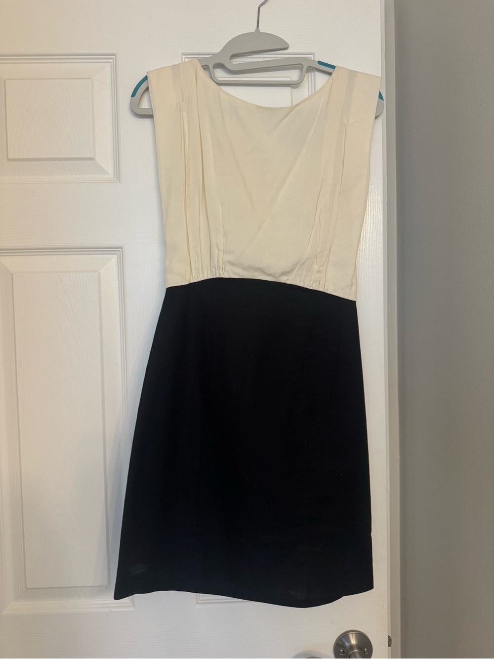 French Connection Black and Cream Sleeveless Midi Dress